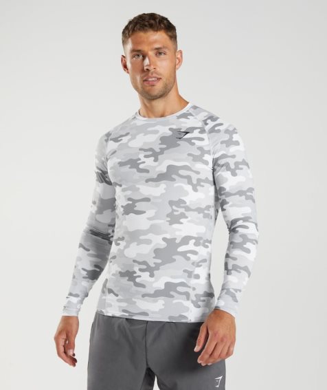 Men's Gymshark Element Baselayer Long Sleeve Top T-Shirts Camo | NZ 3ABYCT